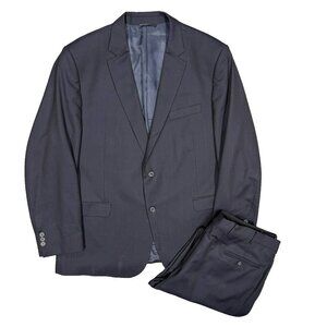 S. Cohen Suit 2pc Striped REDA 130s Wool Italy Navy Blue 46R 40x31